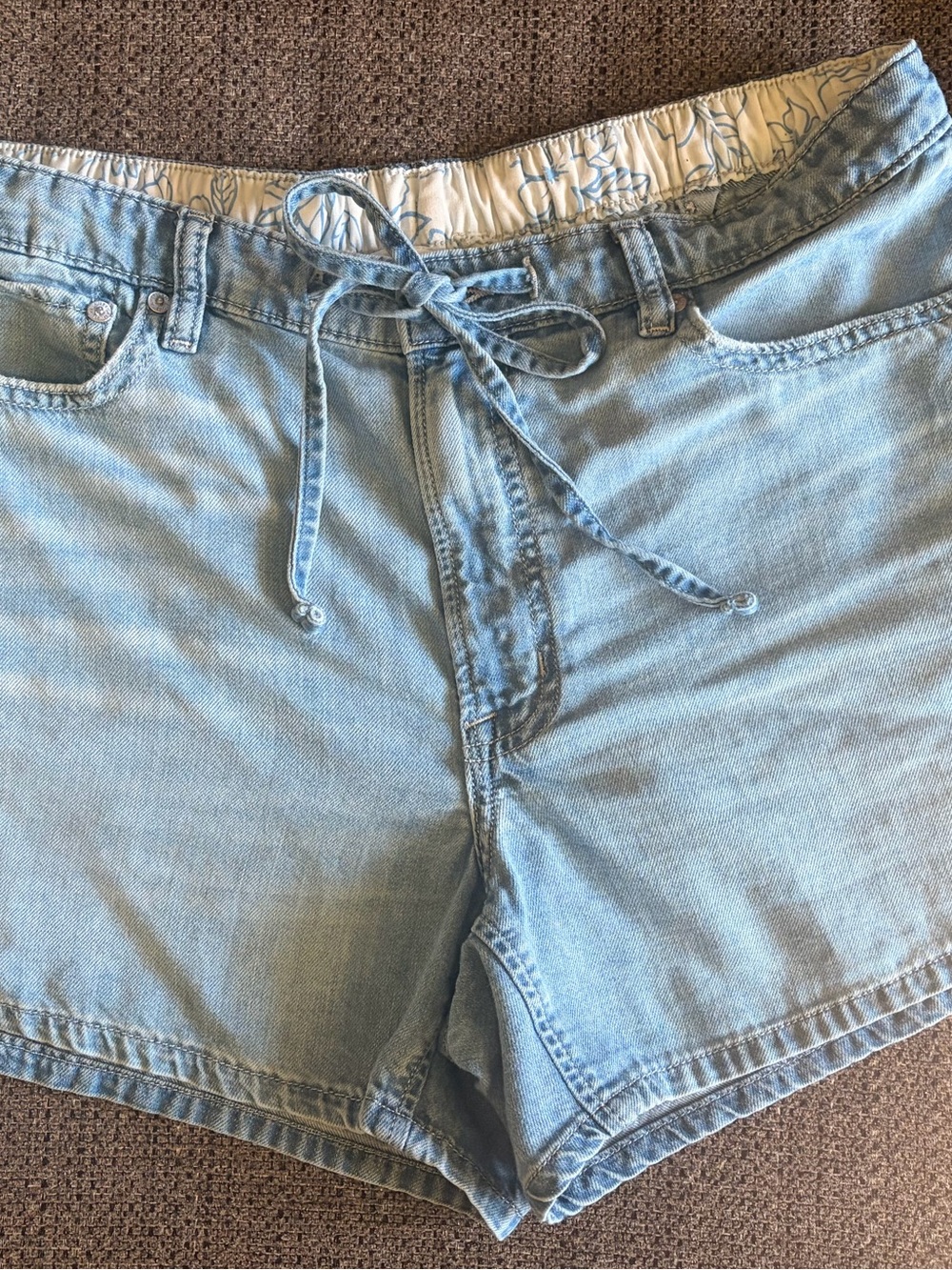American Eagle Outfitters Light Blue Denim Drawstring Shorts